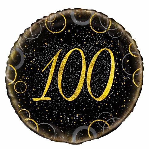 100 gold prismatic foil balloon 46 cm