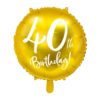 Folieballong 40-årsdag, gull, 45 cm