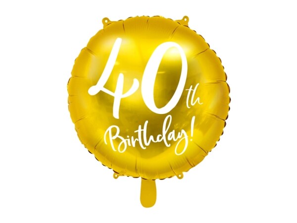 Folieballong 40-årsdag, gull, 45 cm