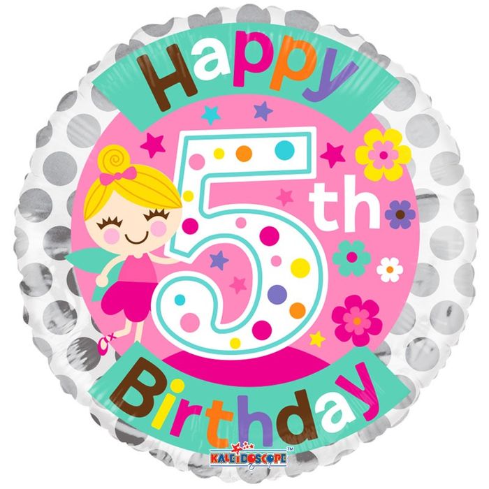 5th birthday girl foil balloon 46 cm