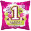 1st birthday girl square balloon