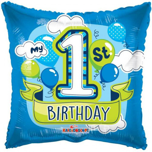 1st birthday boy square balloon
