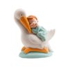 Kakefigur Barnedåp Lyseblå baby på stork