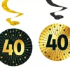 "40" swirls decoration golden celebration 4pk