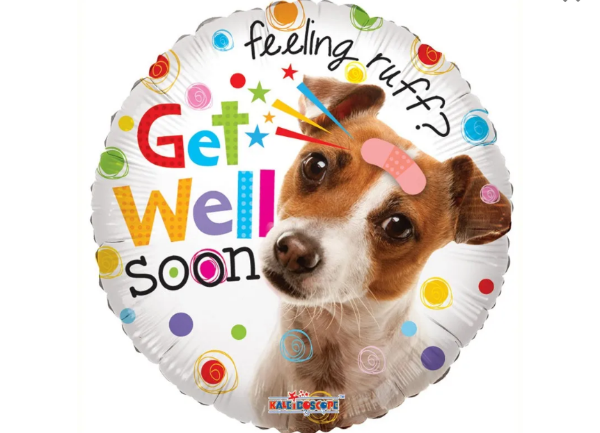 Get well dog foil balloon 46 cm