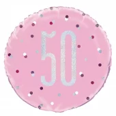 50 år rosa glitz folieballong