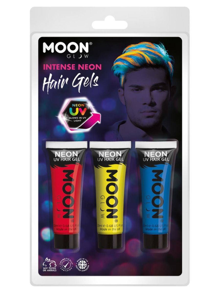 Neon UV Hair Gel rød/gul/blå
