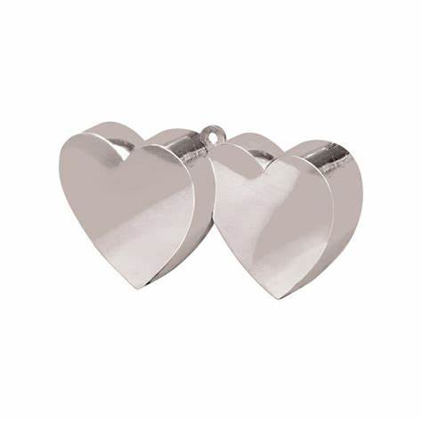 Ballongvekt dobbelt hjerte sølv