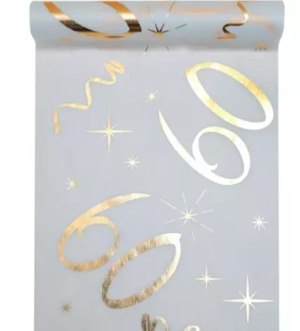 60 år hvit bord-løper 30cm x 5m