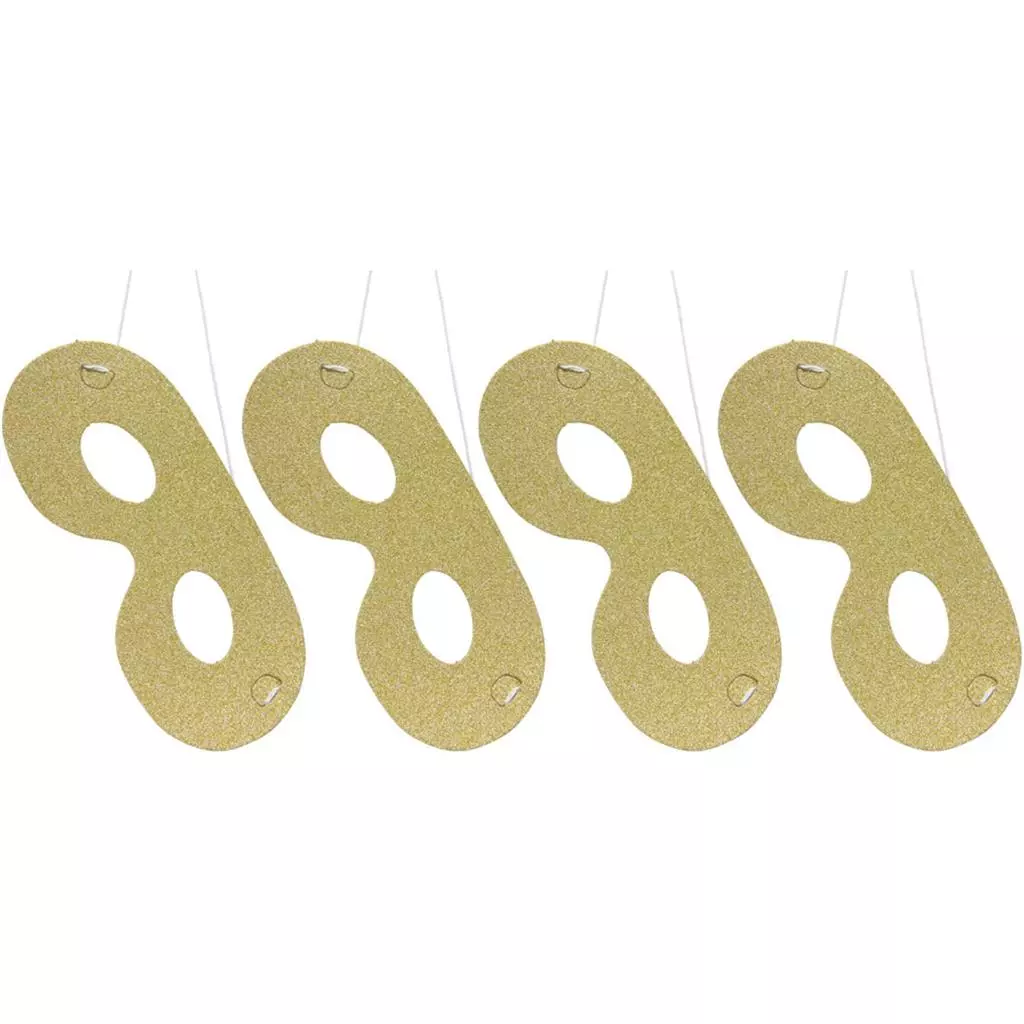 Øyemasker metallic gull 4pk