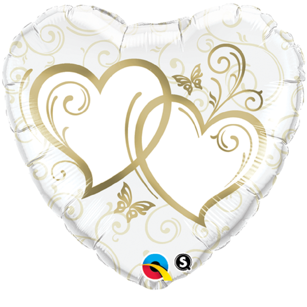 Folieballong Entwined Hearts Gold 46cm