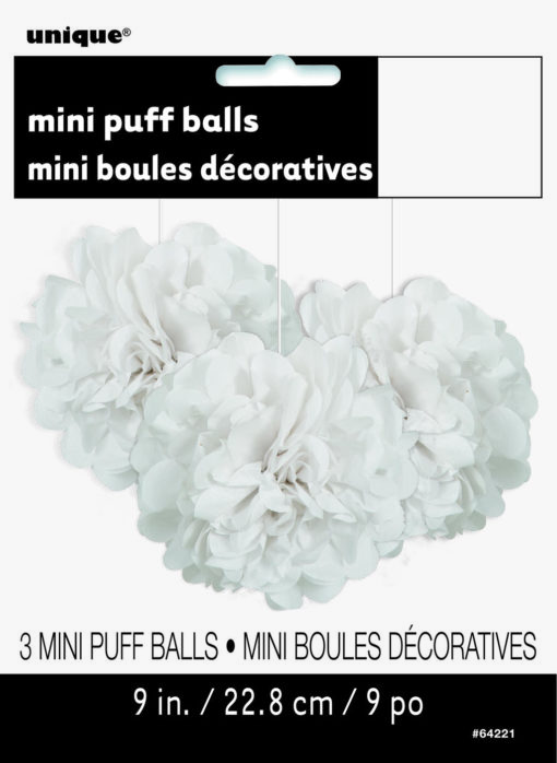 Mini Pompom hvit 3pk (23cm)