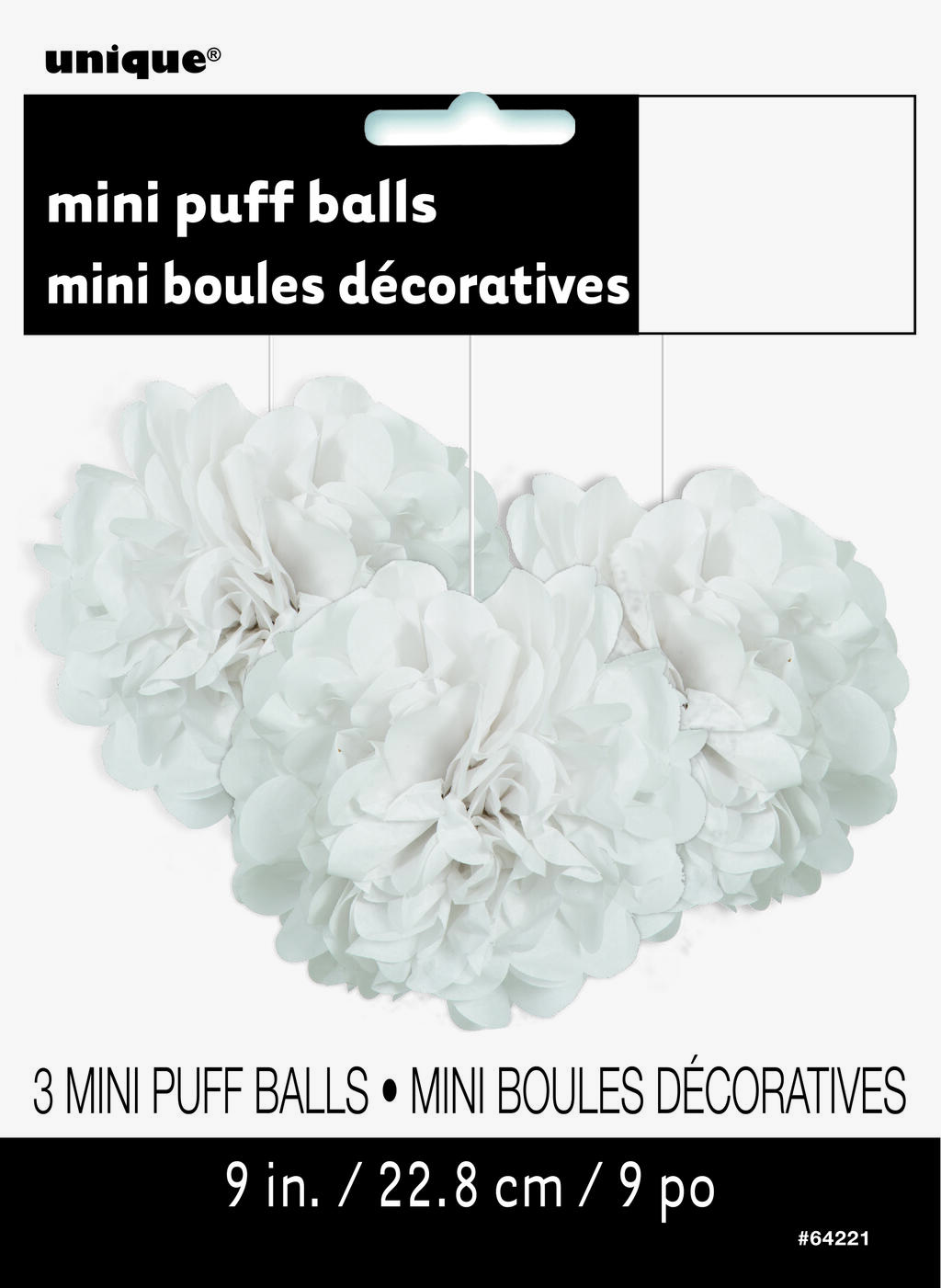 Mini Pompom hvit 3pk (23cm)
