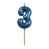 3 birthday candle blue