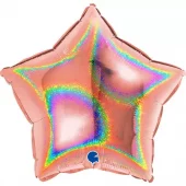 Glitter holographic star rose gold ballong