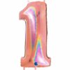 Tallballong 1 glitter rose gull holografisk 102 cm