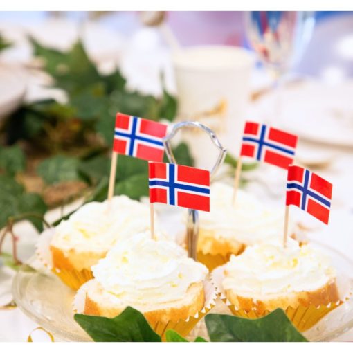 Cocktailflagg norske flagg 50pk