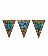 65 år neon party flaggbanner 10m
