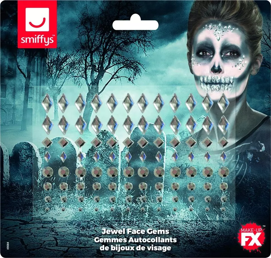 Jewel face gems selvklebende sølvperler