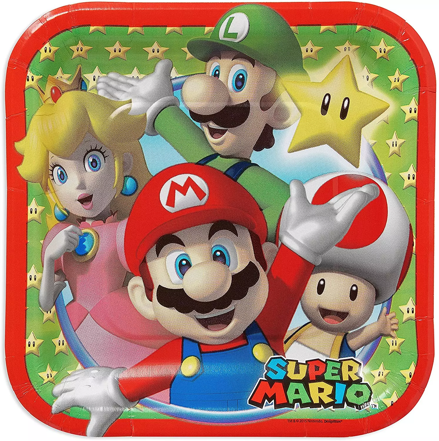 Super mario fat firkantet 18 cm 8 stk