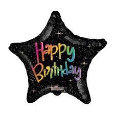 Neon Happy Bday star eco folieballong