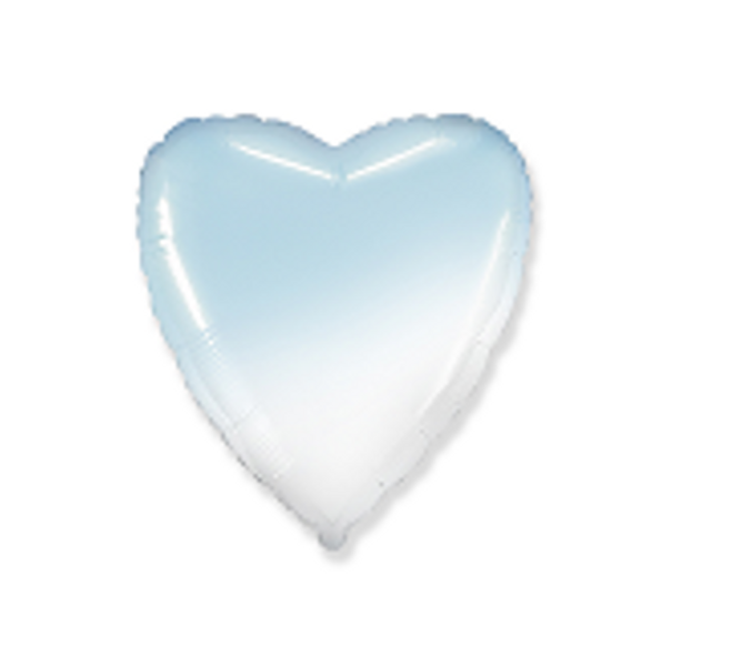 Folie ballong 18" Heart (white-blue gradient)