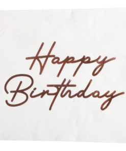 Servietter happy birthday rosegull 16pk