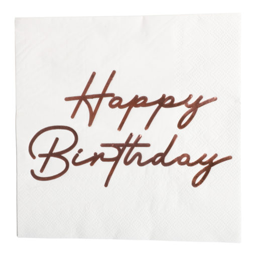 Servietter happy birthday rosegull 16pk