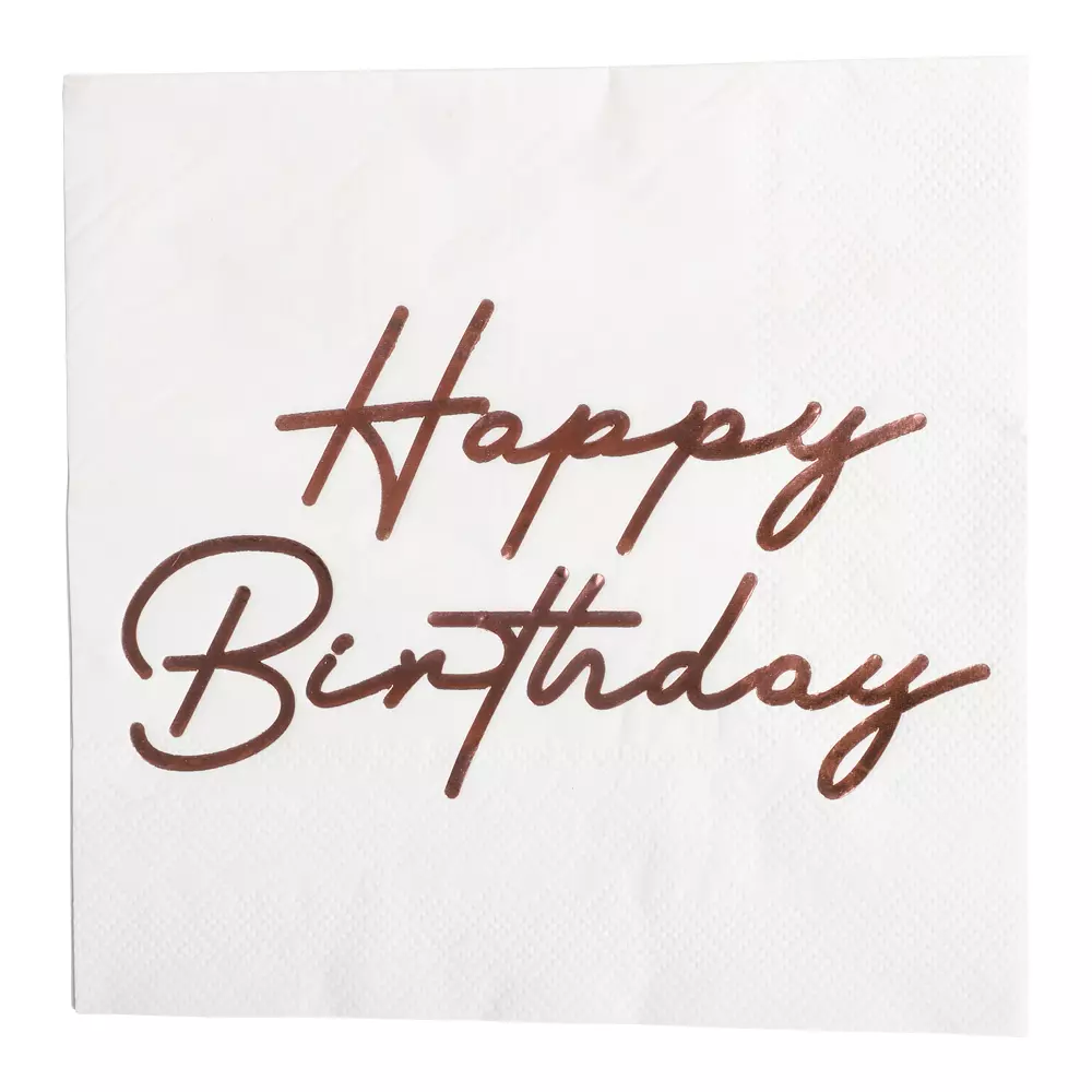 Servietter happy birthday rosegull 16pk