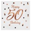 Serviett 50 år Hvit rosègulltrykk 20pk
