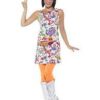 M 60s groovy hippie chick kjole og hatt