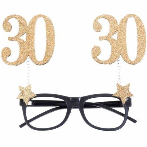 30 års gold glitter briller