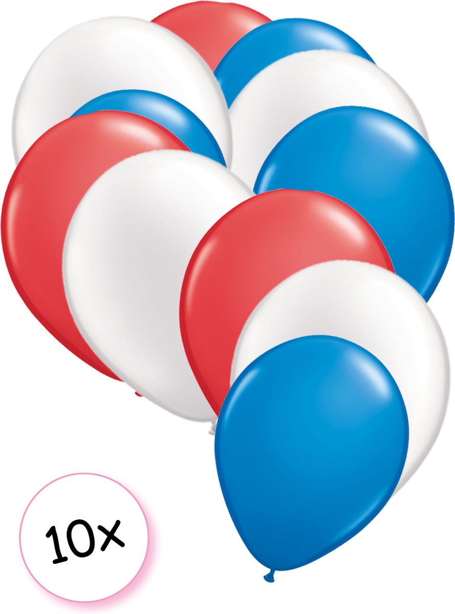 Rød/hvit/blå ballonger 10 pk
