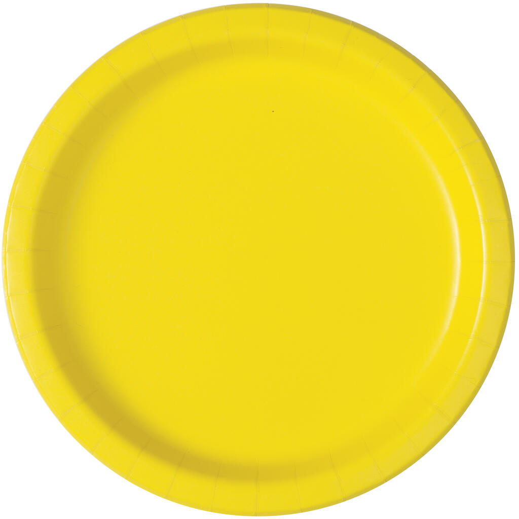 Pappfat ensfarget gul 23cm 8pk