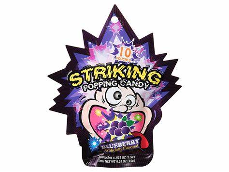 Striking popping candy blueberry