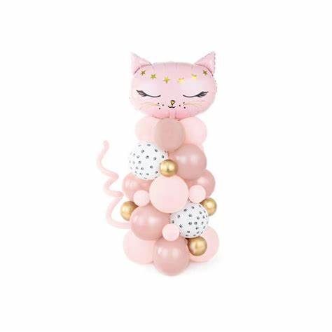 DIY ballongsøyle rosa katt