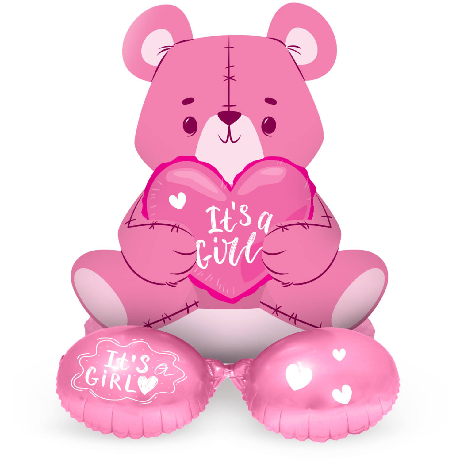 Folieballong med base Bear ‘It’s a Girl’ pink – 61 cm