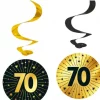 "70" swirls decoration golden celebration 4pk