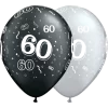 60-around gummiballonger sort/sølv 6pk