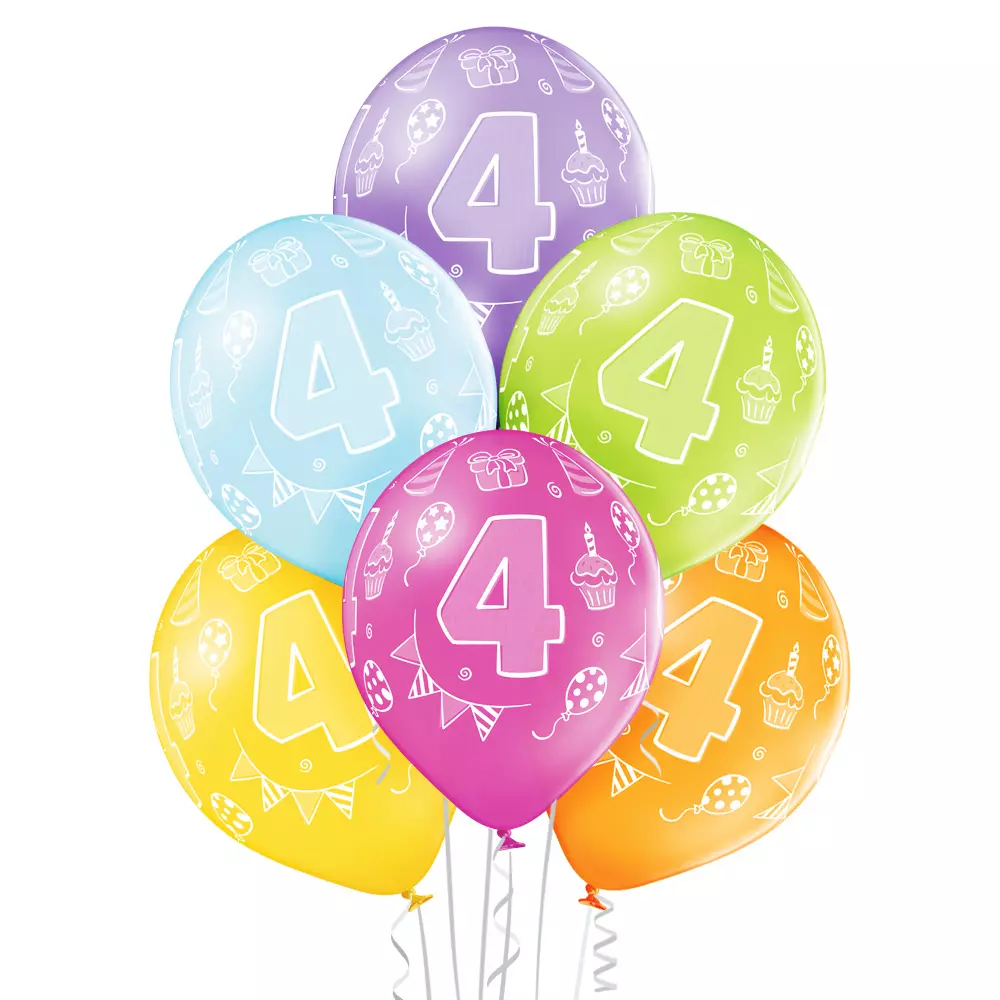 4th birthday pastel ballonger 6pk 30cm Ø