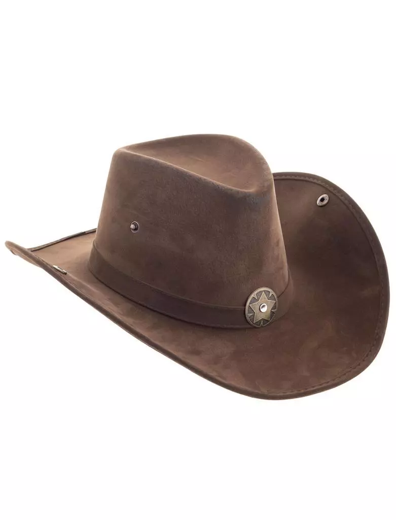Cowboyhatt - Brun semsket look m/Stjerne
