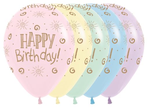 Pastel matte happy birthday ballonger sempertex 12pk