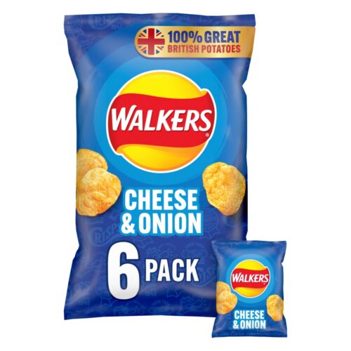 WALKERS CHEESE & ONION CRISPS 6-PACK 150g