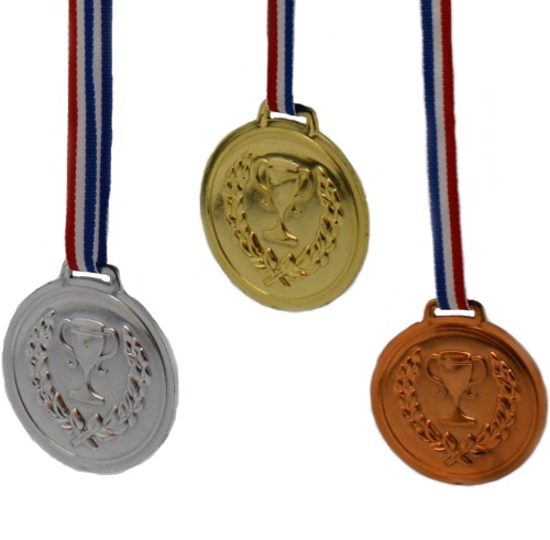 Medalje 6pk, gull/sølv/bronse