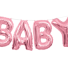 Ballong-ord BABY rosa 35,5 cm høye
