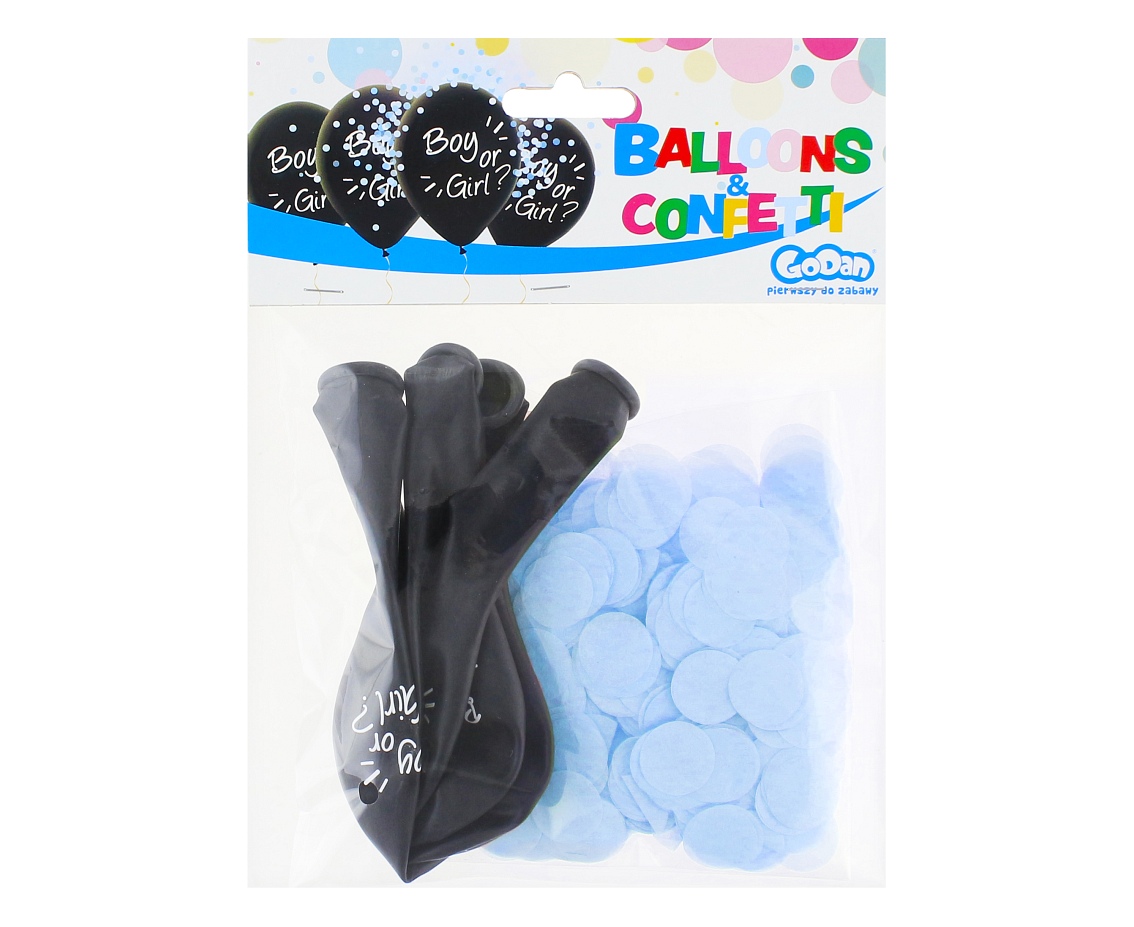 Boy or girl ballonger blue confetti 4pk (30cm Ø)