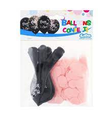 Boy or girl ballonger pink confetti 4pk (30cm Ø)