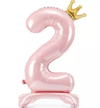 Tallballong med krone på fot 2 rosa 84cm