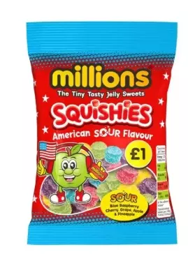 MILLIONS SQUISHIES AMERICAN SOUR BAG 100g
