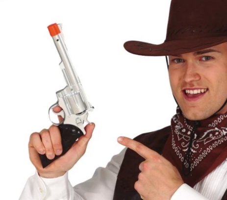 Cowboy pistol i sølv